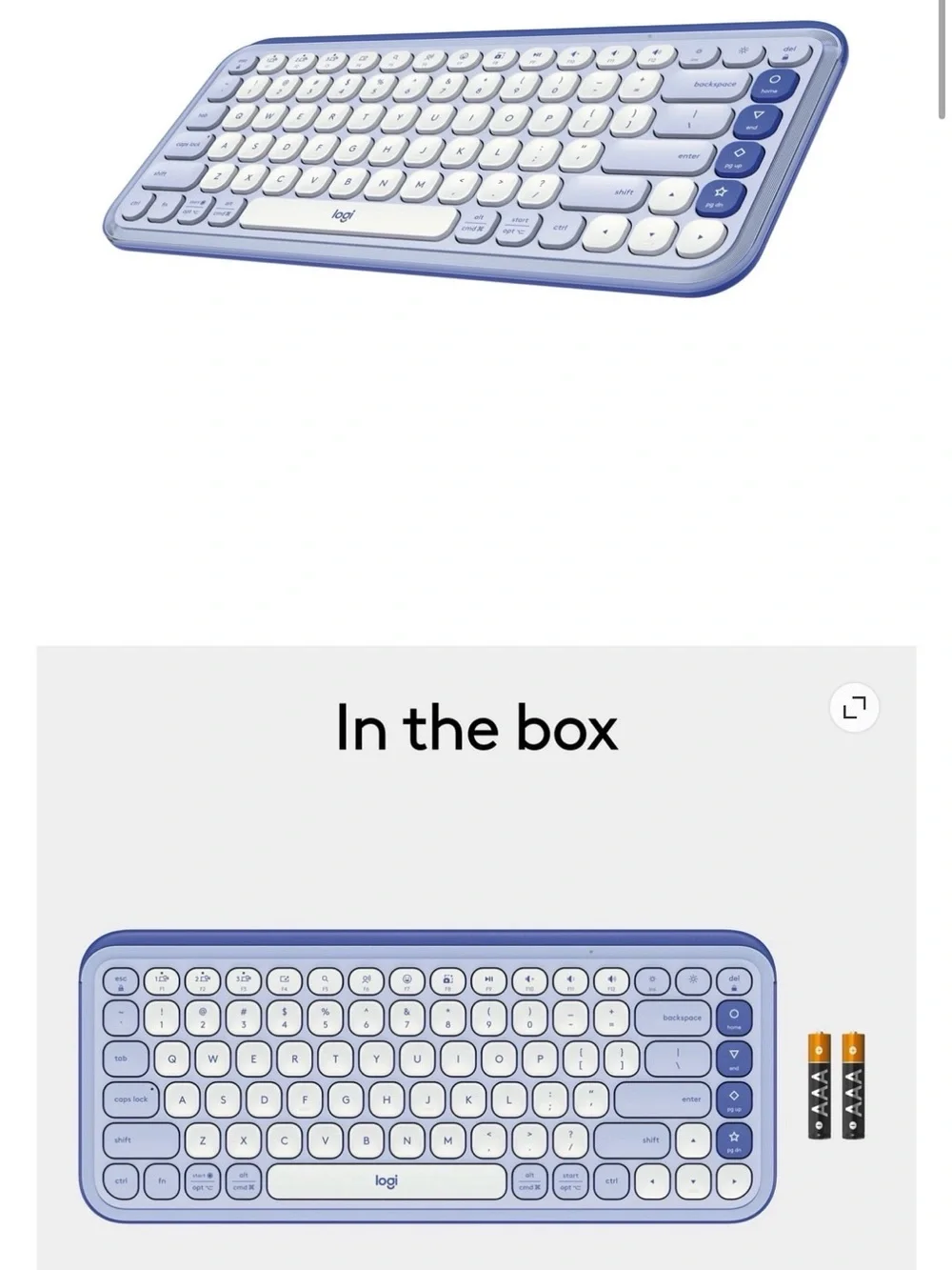 Logitech Pop Icon Keys Keyboard - Purple and White